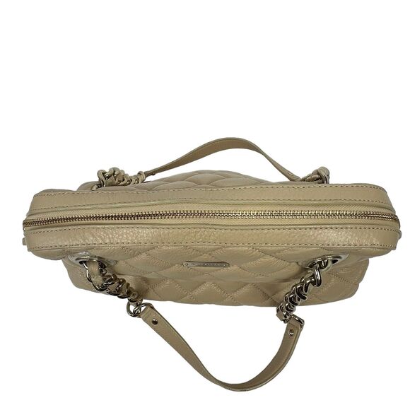 Kate Spade Georgina Gold coast Tan Cream Quilted Leather Satchel Bag Chain Bag - Picture 9 of 14